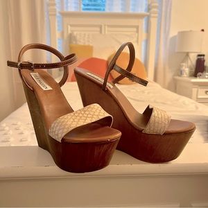 Steve Madden Wood and Snakeskin Wedges